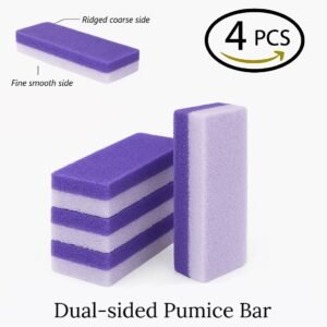 Pumice Stone for Feet -2-in-1 Dual Grit (Medium + Coarse) Callus Remover, Pedicure Stone & Ped File Scrubber for Smooth Feet and Heels (4 Pack)