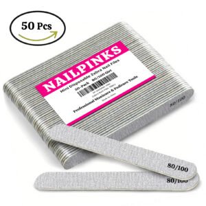 50 Pcs Disposable Gray Zebra Nail Files - 80/100 Grit Double Sided, 5 Inch Salon-Grade, for Manicure /Pedicure, Hygienic for Salon & Home
