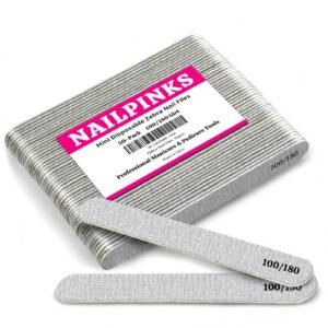 50 Pcs Disposable Gray Zebra Nail Files - 100/180 Grit Double Sided, 5 Inch Salon-Grade, for Manicure /Pedicure, Hygienic for Salon & Home